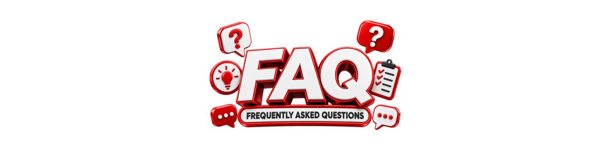 3D FAQ graphic with red and white question symbols representing frequently asked computer repair questions