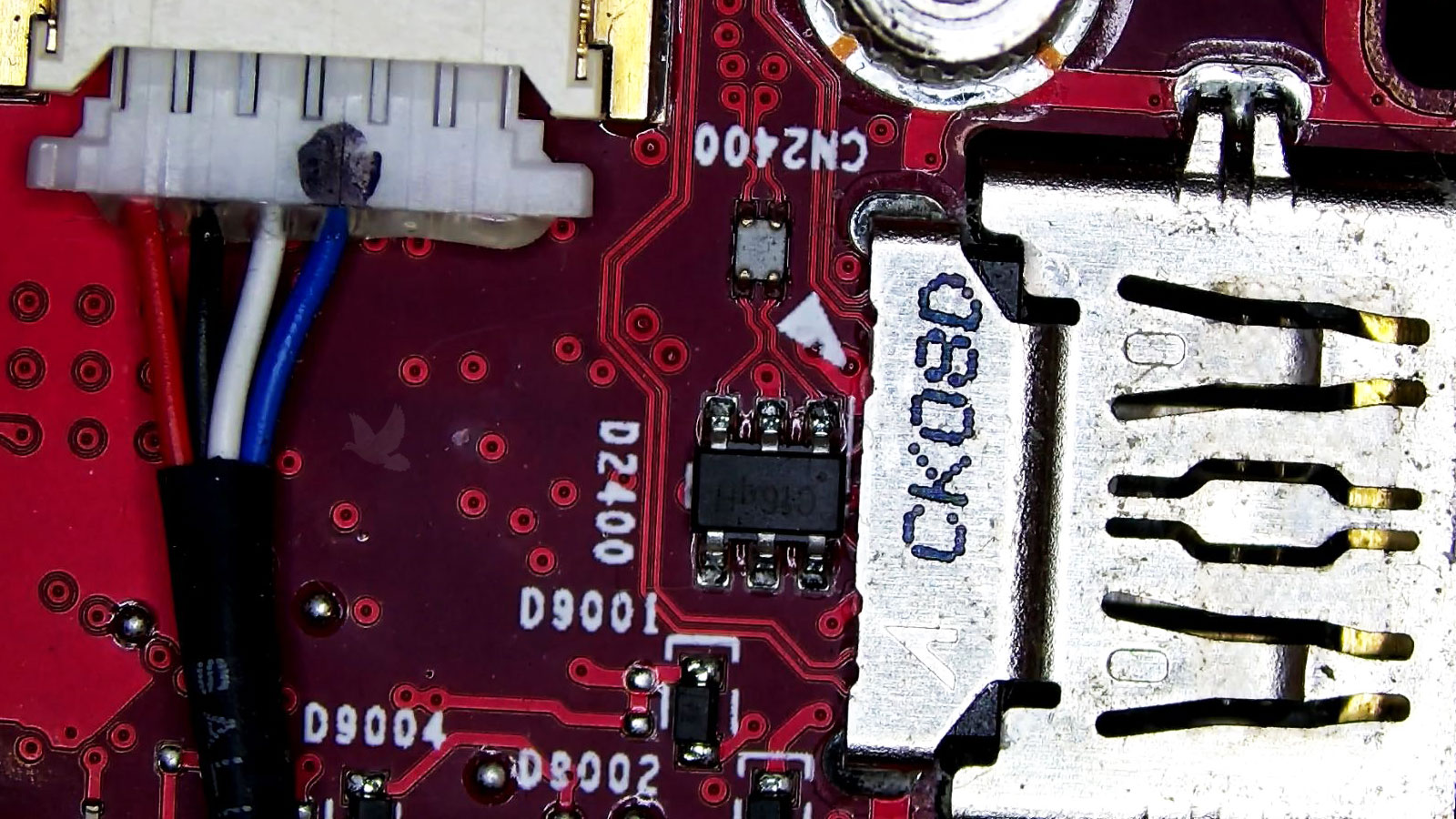 Gaming-PC-Motherboard-HDMI-Component-Repair Component-level repair being performed on the HDMI section of a gaming PC motherboard