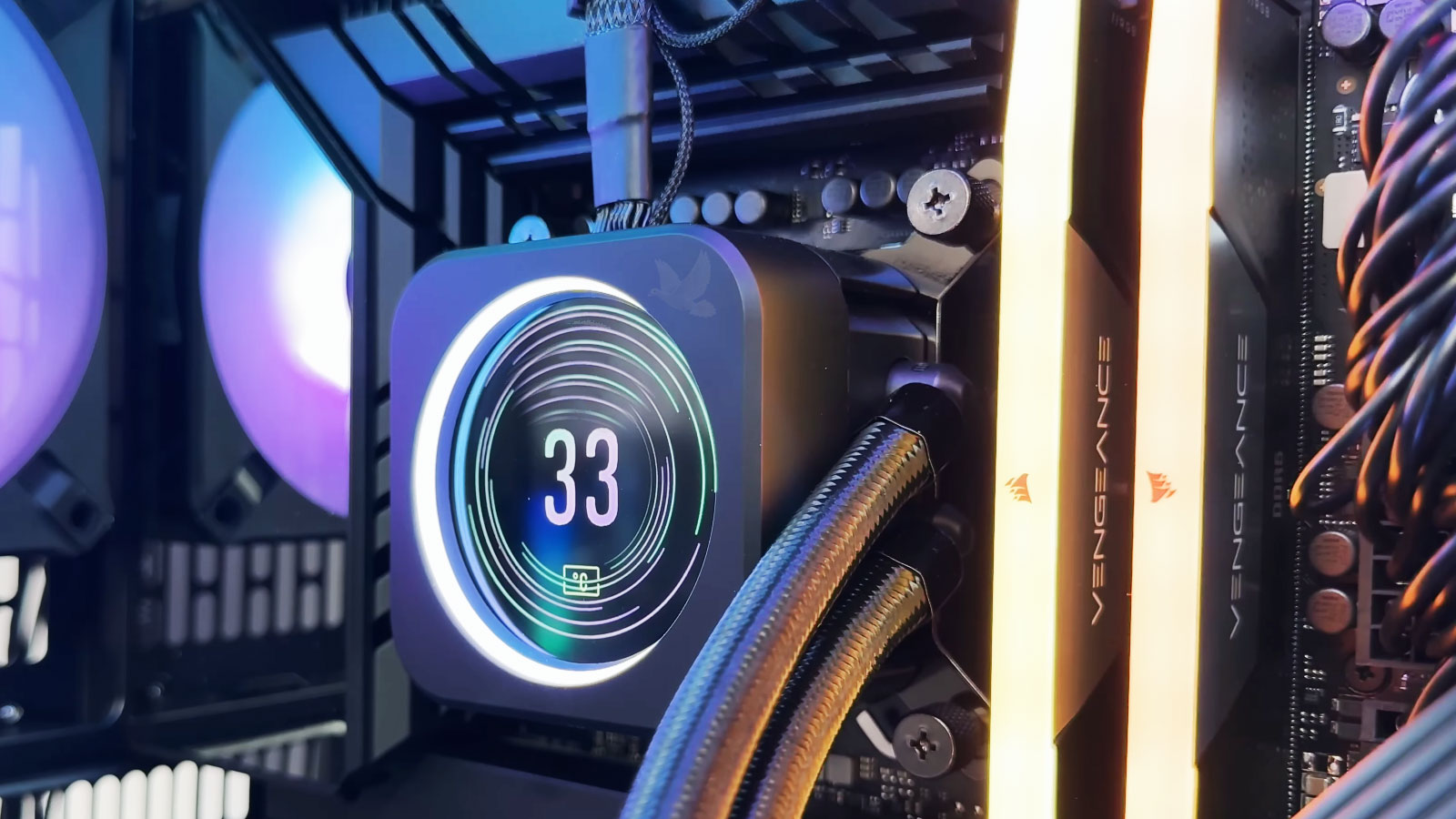 Custom gaming PC upgraded from a CPU heatsink to an AIO liquid cooling system