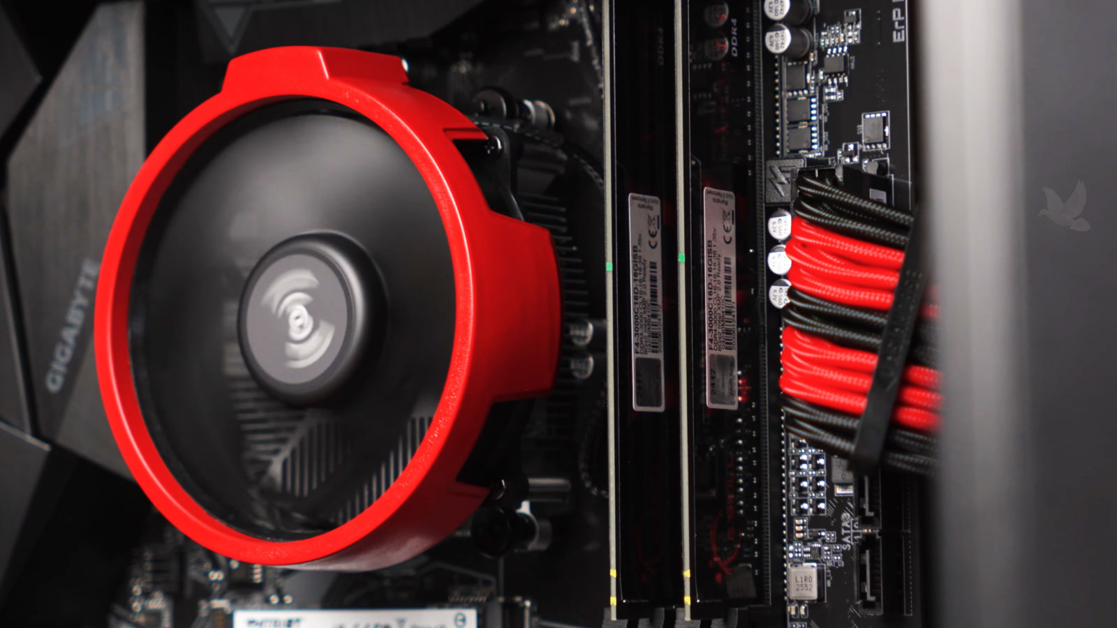 Repaired gaming PC running normally with the CPU cooling fan spinning