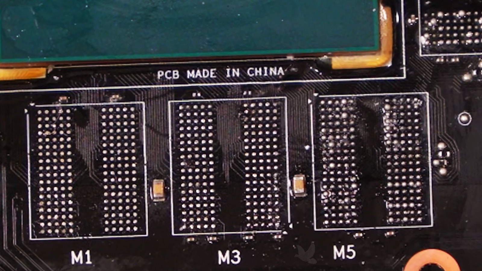 Graphics card with VRAM memory chips removed for replacement after GPU diagnostics