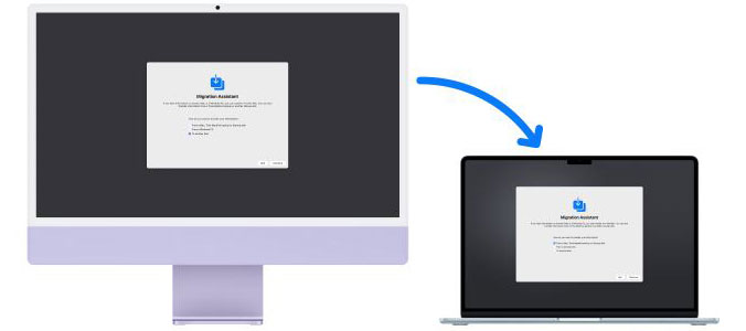MacBook-Air-Data-Transfer-with-Migration-Assistant MacBook Air and iMac using Migration Assistant during a data transfer