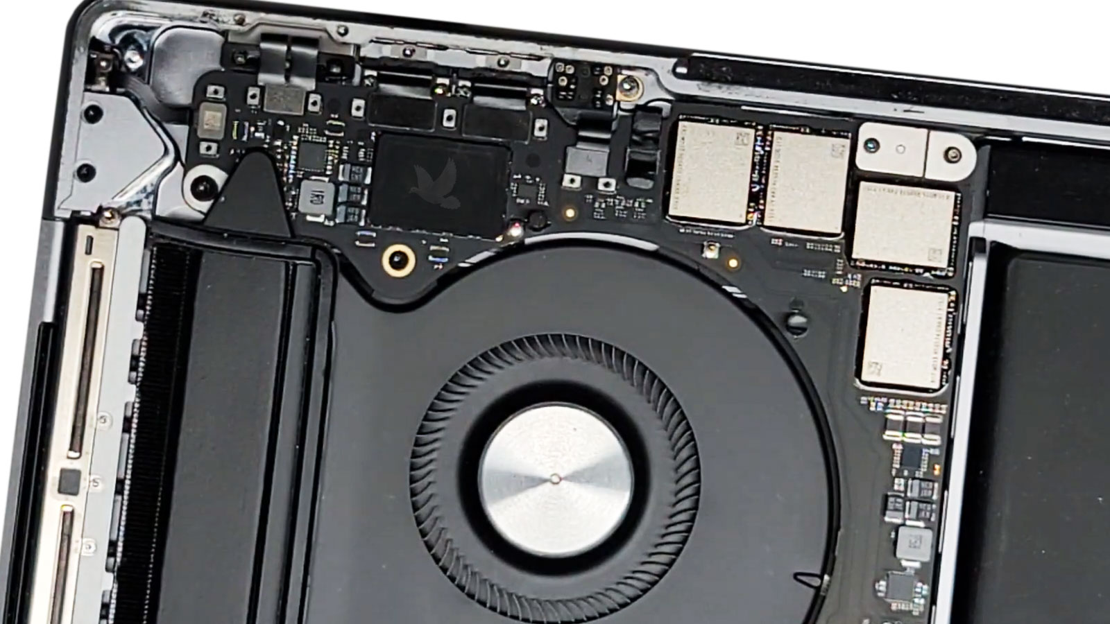 Replaced MacBook Pro USB-C charging port installed and connected inside the laptop