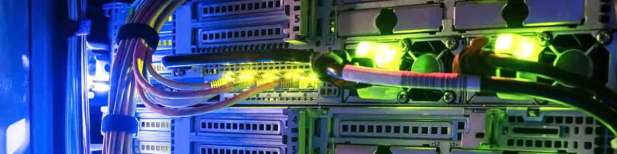 Organized network cables connected to servers and switches in a rack
