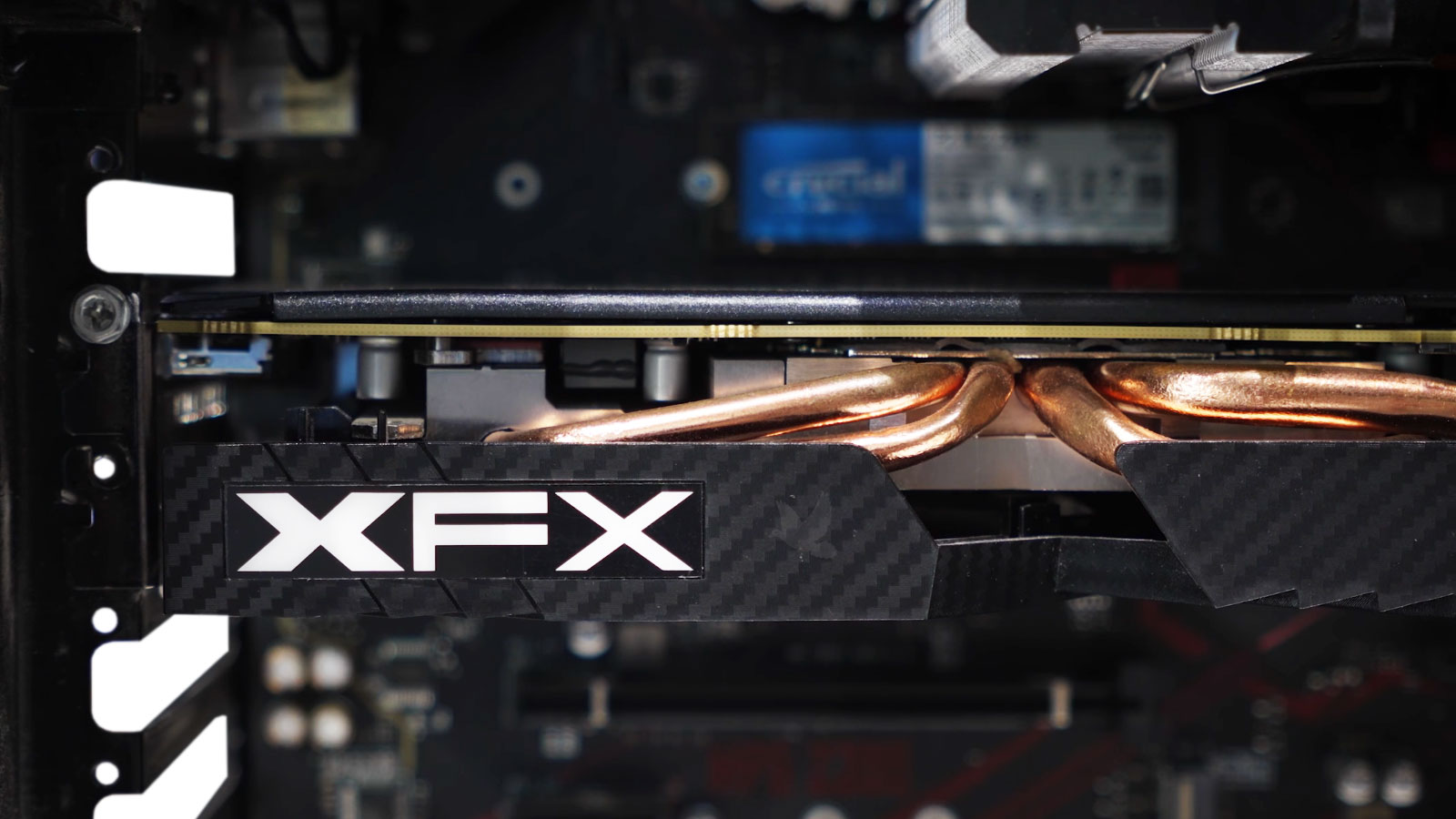 PC repair in progress identifying an overheating XFX video card as the cause of computer shutdowns