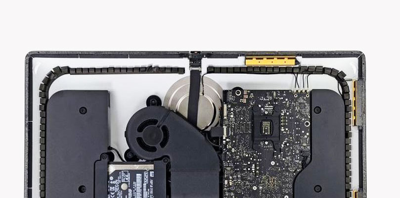 Open iMac prepared for internal hardware upgrades