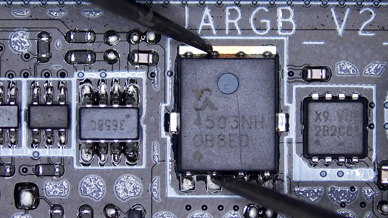 4503NH MOSFET testing shorted to ground on a circuit board