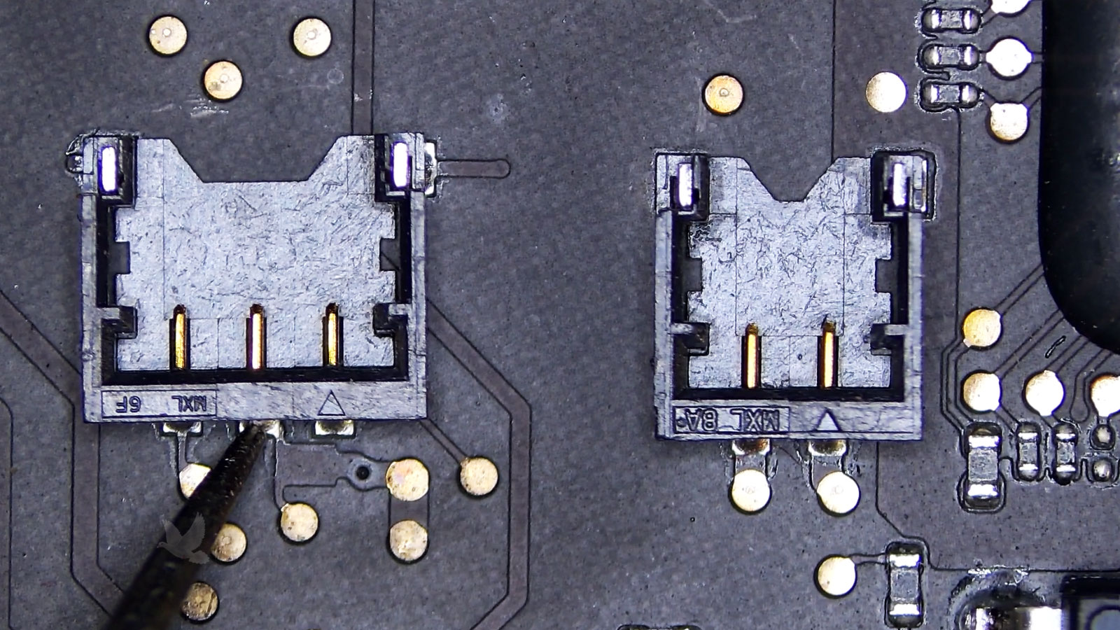 Center pin of connector measuring unusually close to ground