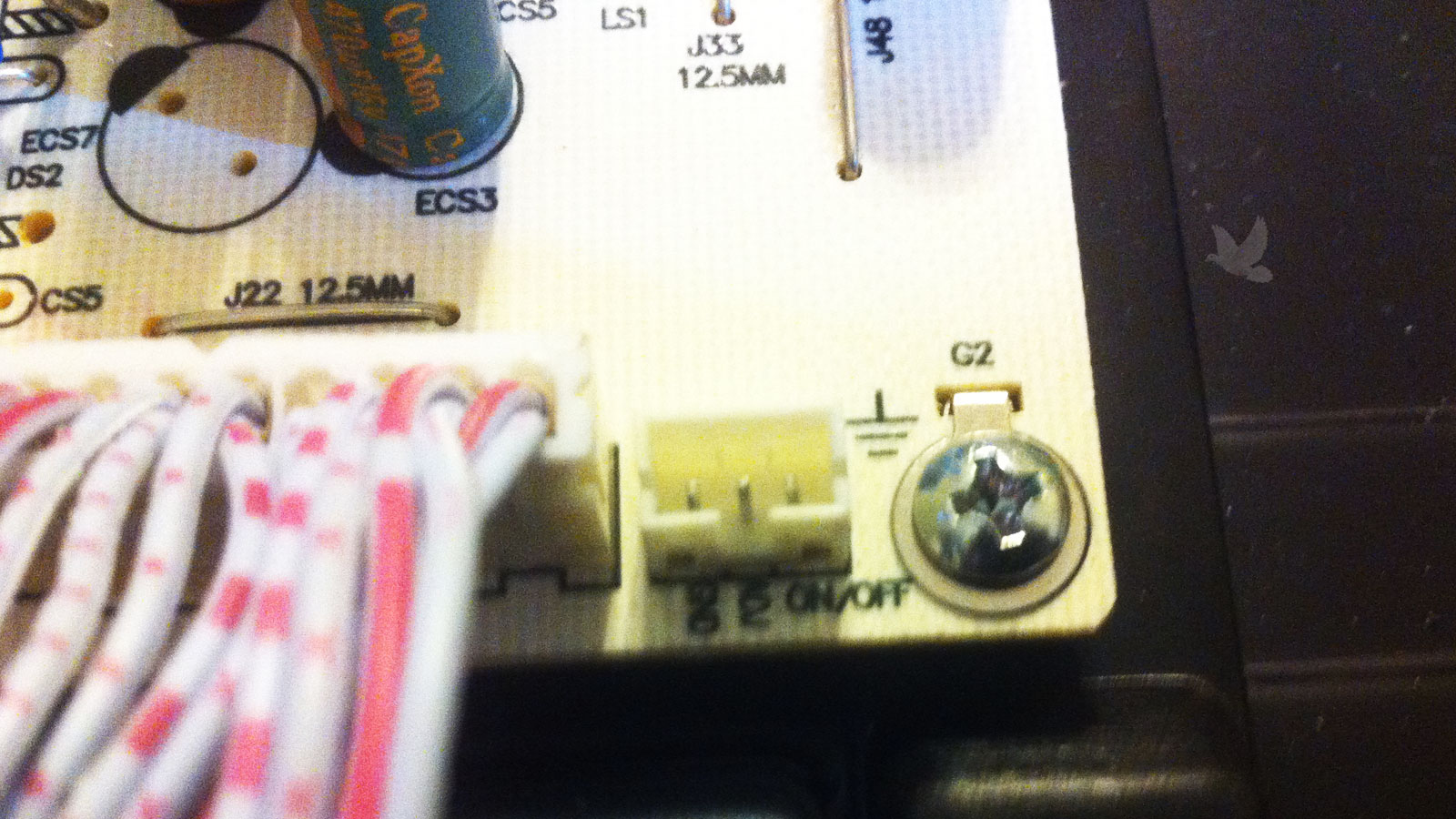 Short circuit traced to ECS3 near on and off power connector