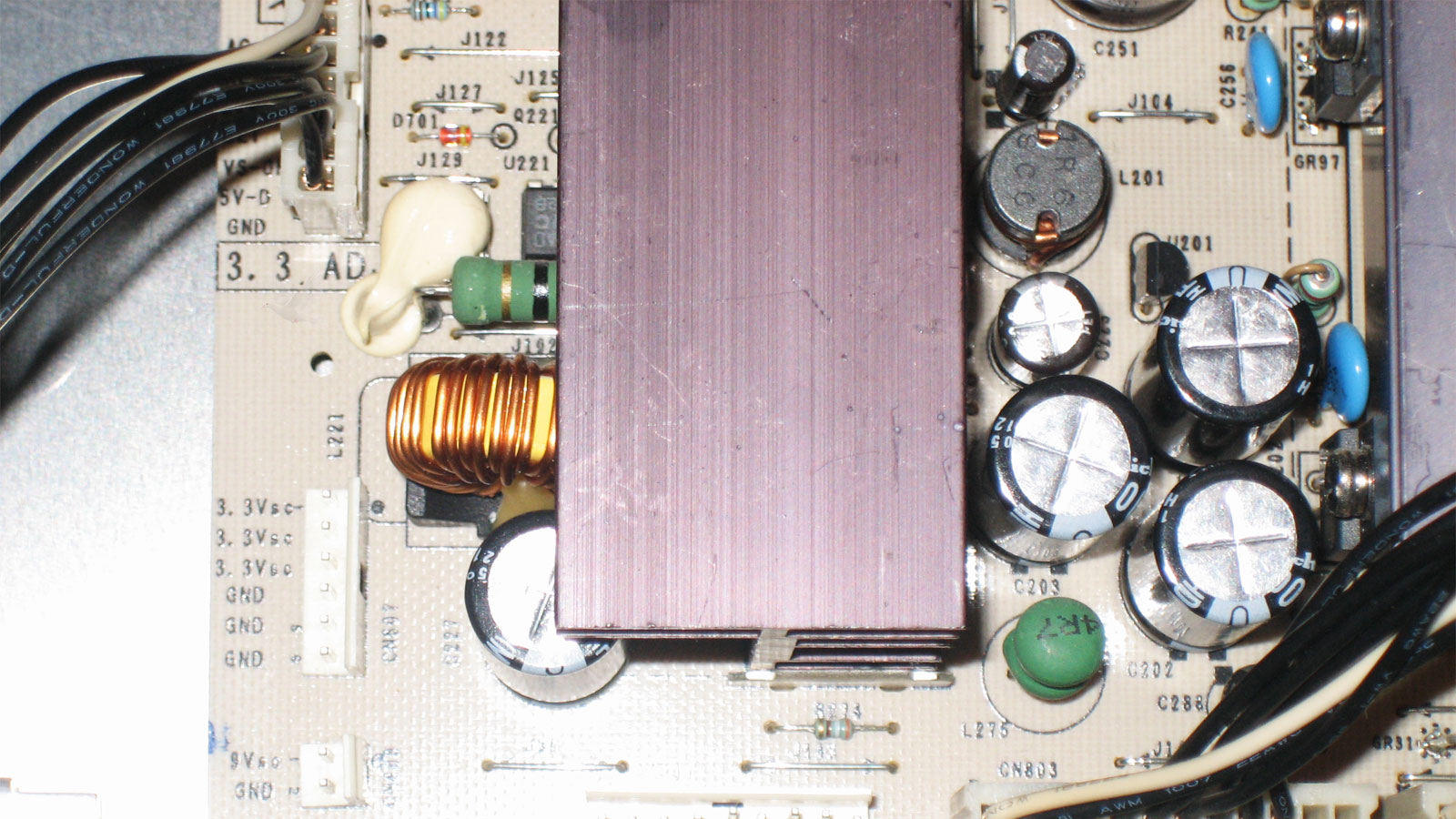 Replaced GR97 restoring stable 3.3V rail voltage on circuit board