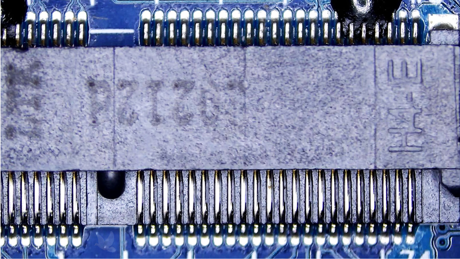 H4-E M2 socket with cracked solder joints on several pins causing an unreliable connection