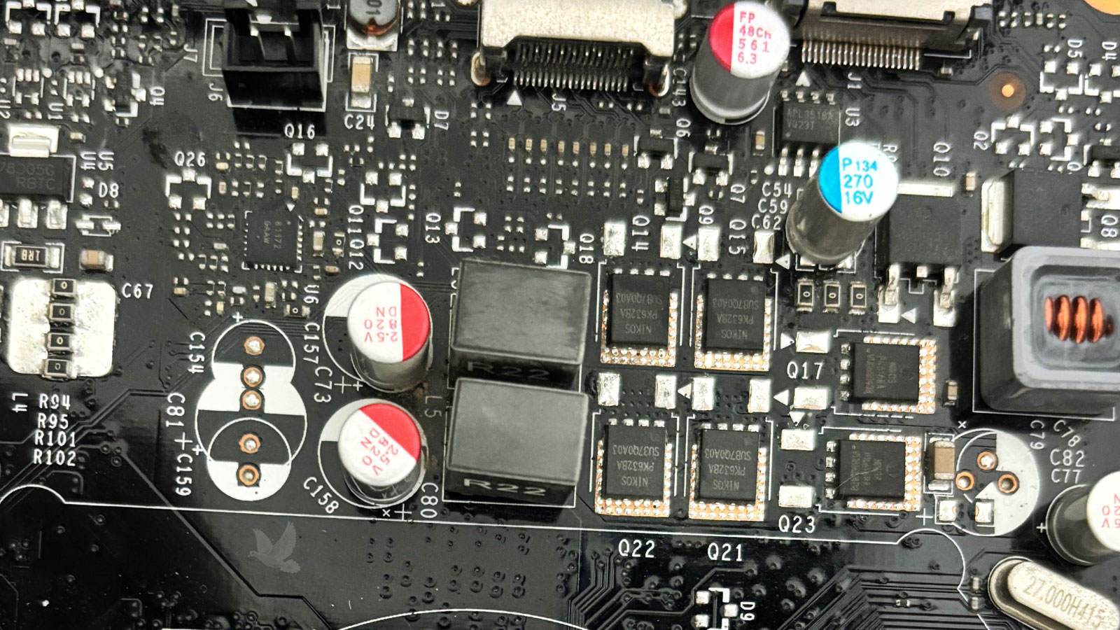 PCIe video card repaired after replacing Q22 and Q21