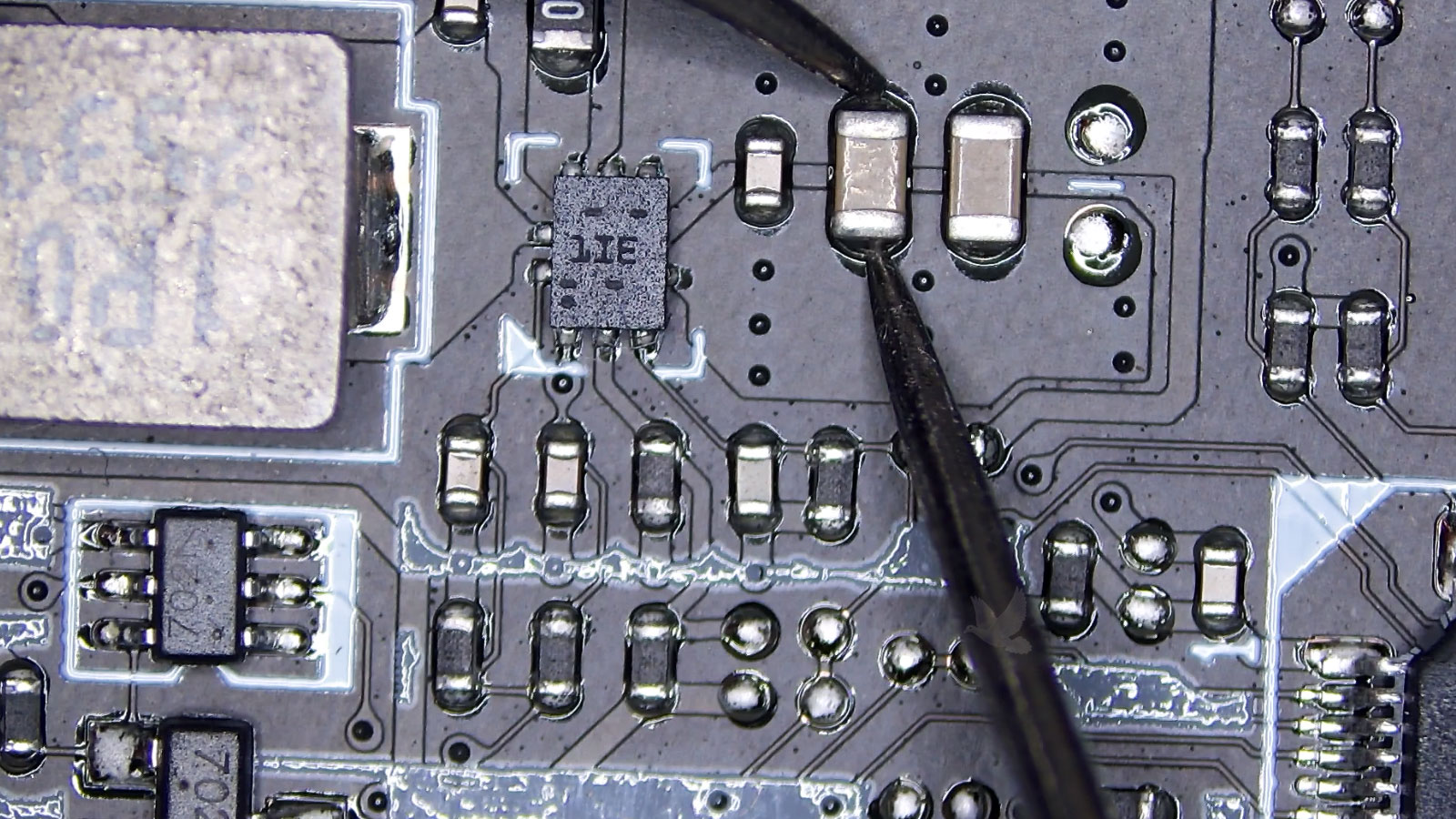 Shorted capacitor showing a wrinkled and abnormal top surface
