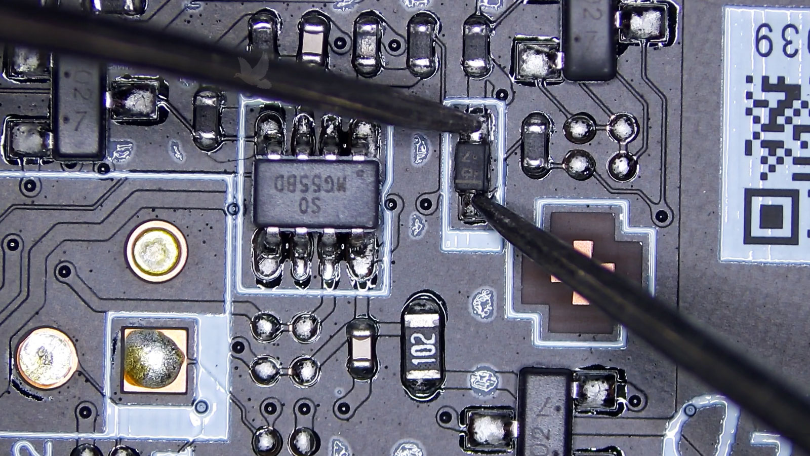 Diode testing shorted during diode mode measurement on a circuit board