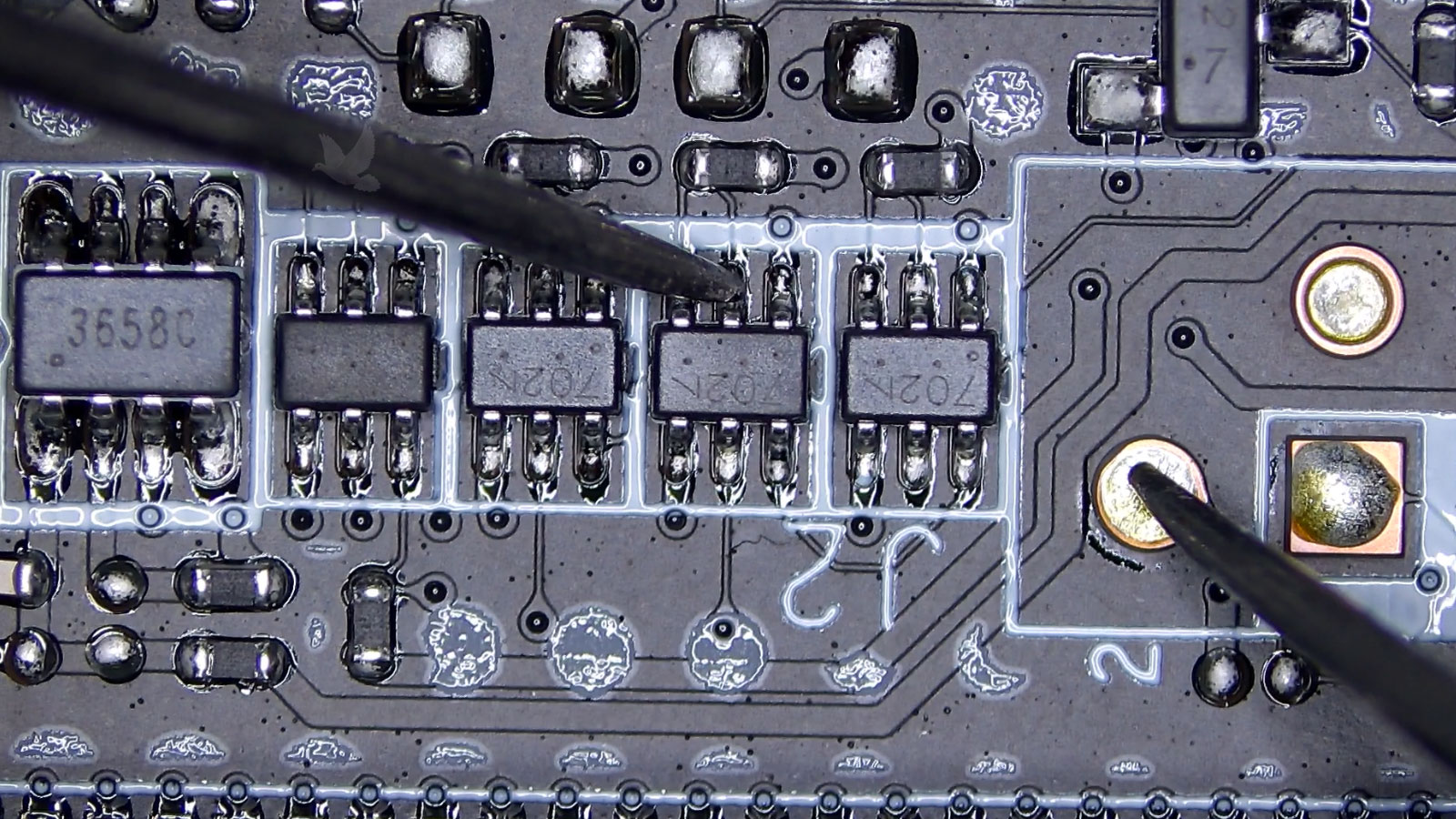 Transistor center pin testing shorted to ground on a circuit board