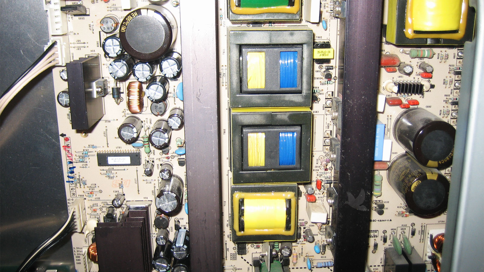 Replaced transistors and bridge rectifier mounted to metal heatsinks with thermal paste