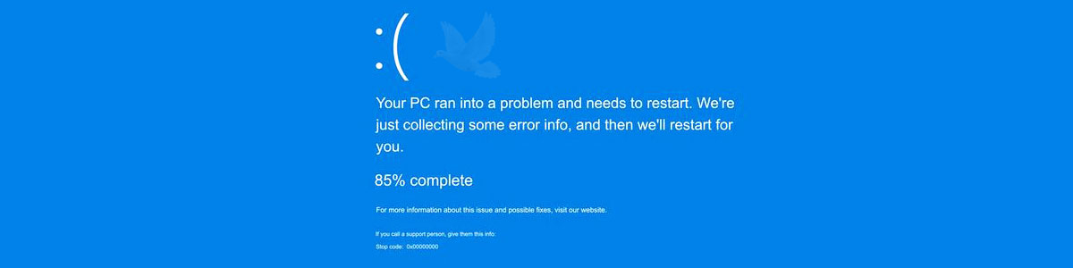 Windows PC error screen showing the system encountered a problem and needs to restart